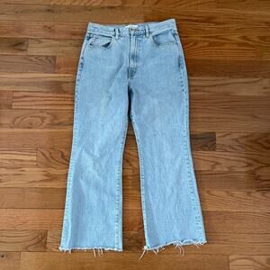 SLVRLAKE Frankie High Waist Raw Hem Flare Jeans Womens 31 Skyline Blue Raw Hem